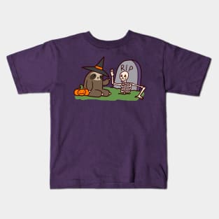 Sloth and Spooky Skeleton Kids T-Shirt